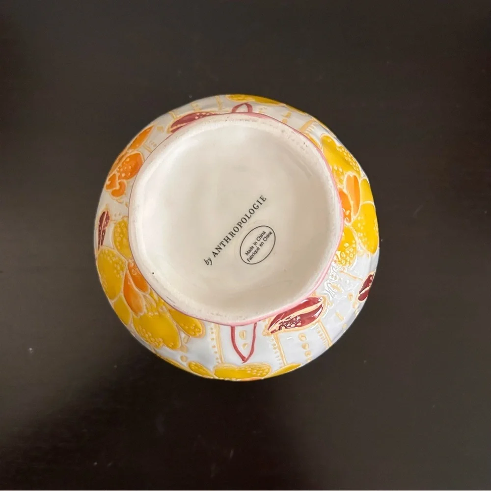 Anthropologie Zahara Orange Pink Embossed Floral 5X5.5
